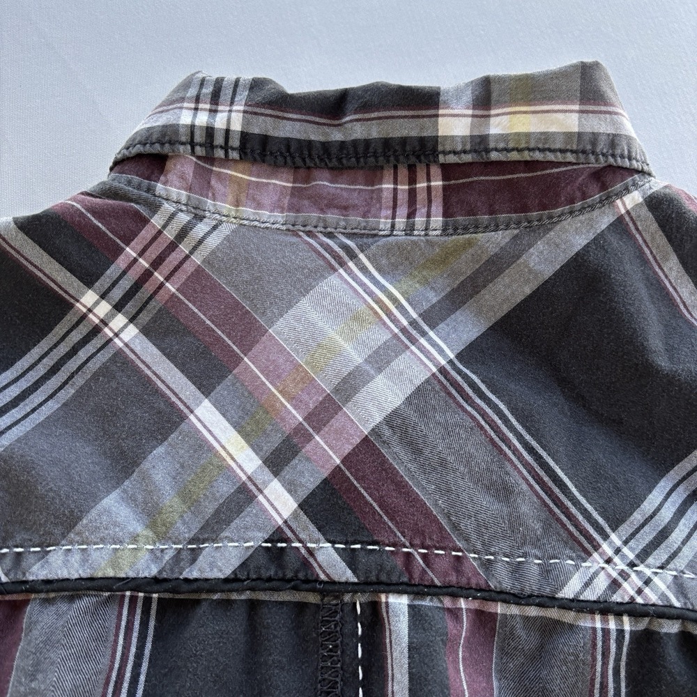 BKE Slim Fit Stretch‎ Plaid Snap Shirt Mens Medium Western Double-Stitched Yoke - Picture 10 of 13